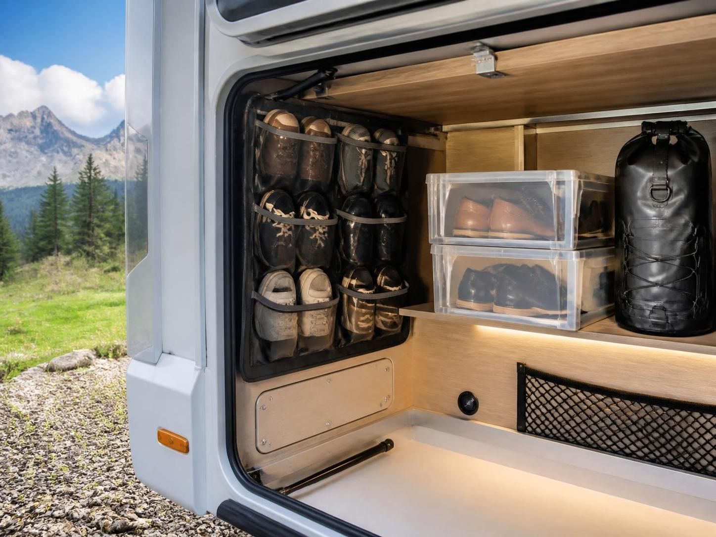 découvrez des astuces pratiques pour optimiser le rangement des chaussures dans votre camping-car et gagner de l'espace tout en gardant votre intérieur organisé.